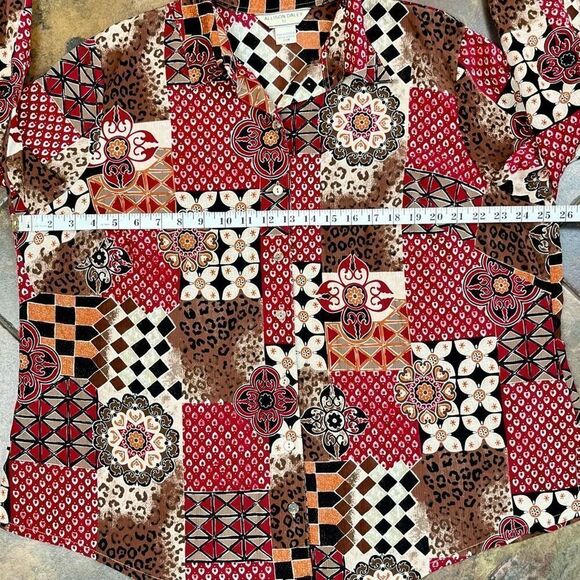 Allison Daley II Patchwork Button Down Blouse 20W - Picture 8 of 9